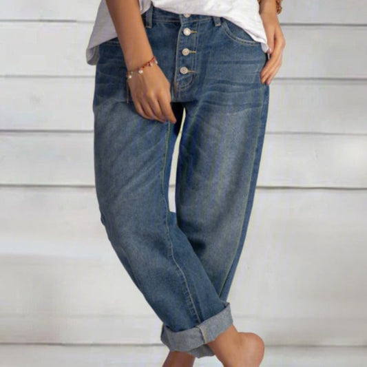 Dames High Waist Boyfriend Jeans Loose Fit - Clothivas