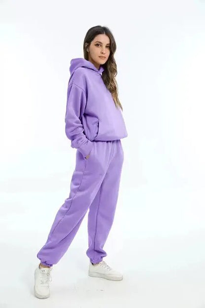 Dames Fleece Hoodie en Joggingbroek Set Zacht Warm