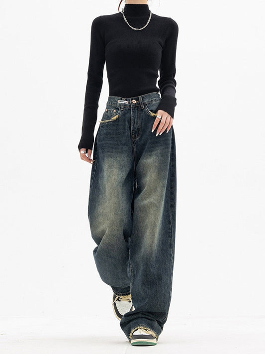 Retro Dames Jeans Loose Fit - Luna - Clothivas