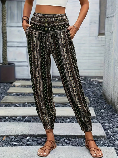Boho Damesbroek Hoge Taille met Leopard Print