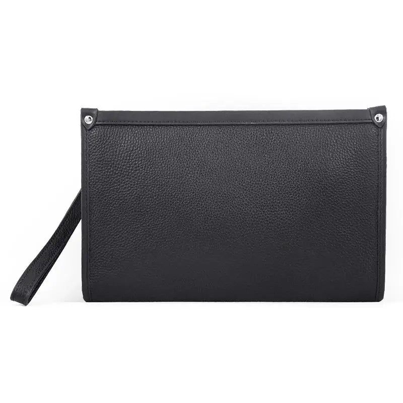 Heren Clutch van Echt Leer Zwart met Vingerafdrukbeveiliging - Clothivas